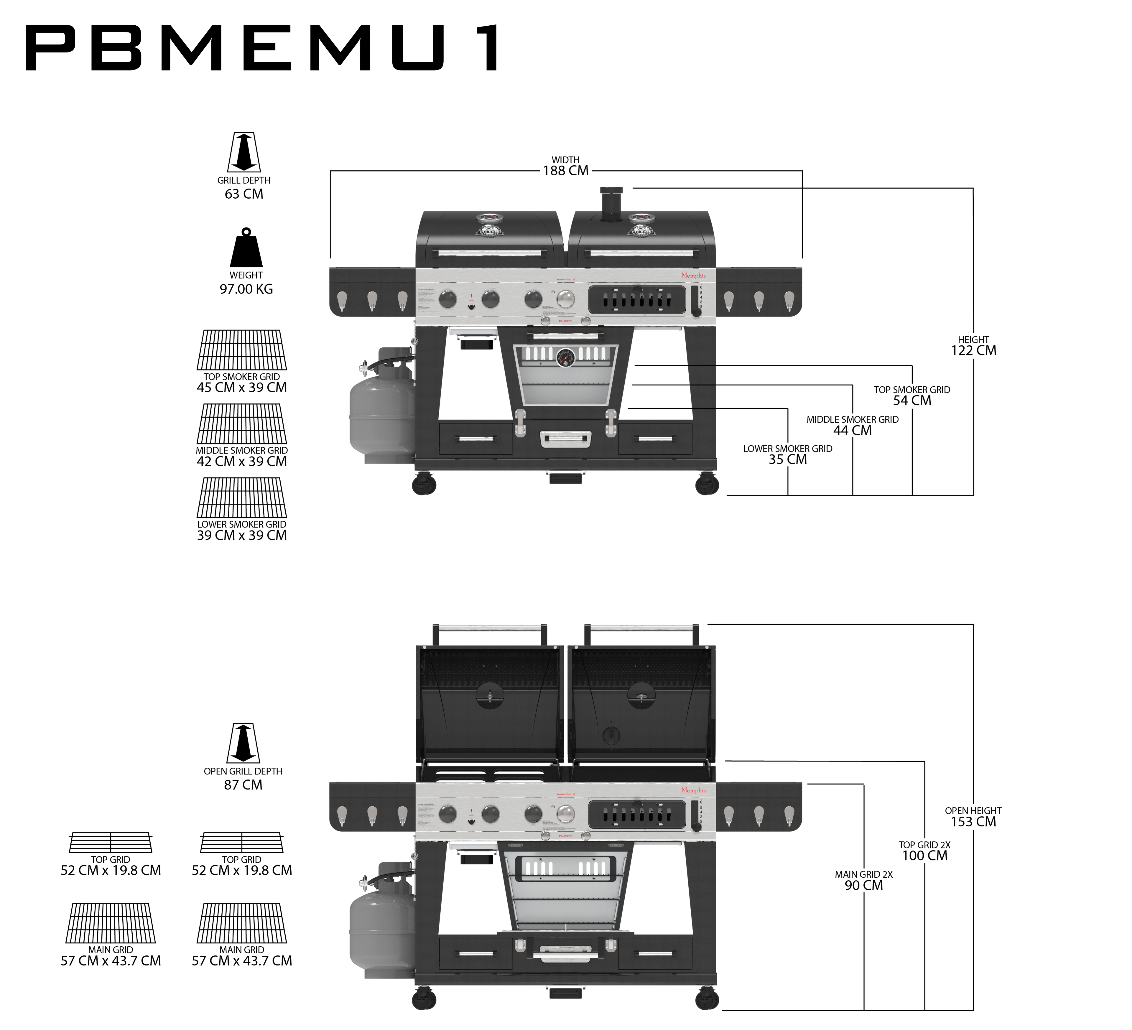 Pit Boss Memphis 1.0 Ultimate Combo Smoking BBQ Grill
